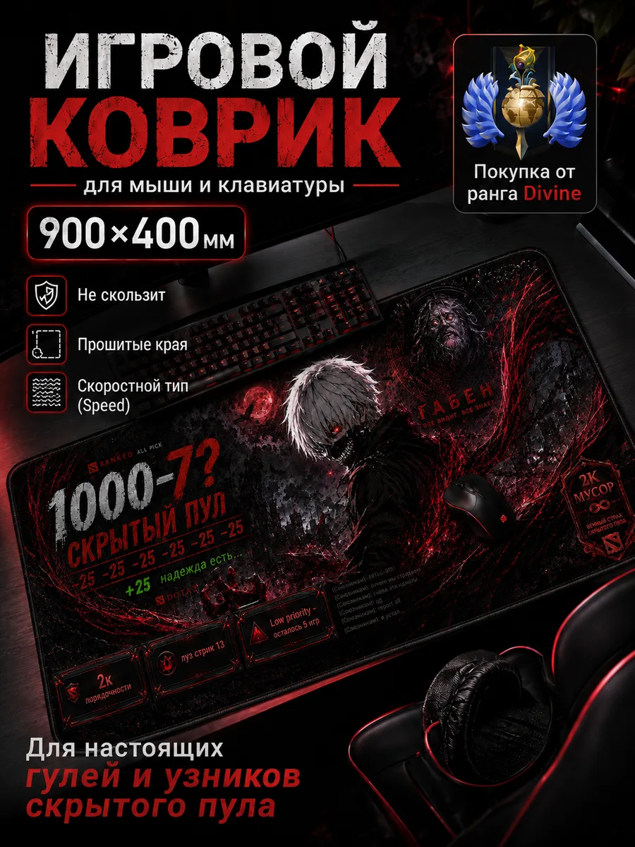 Коврик Hyzen 1000−7, 900 × 400 × 3 мм